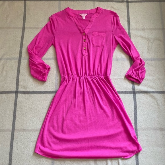 Lilly Pulitzer Hot Pink Cotton Mini Dress. Size Extra Small - Picture 1 of 12